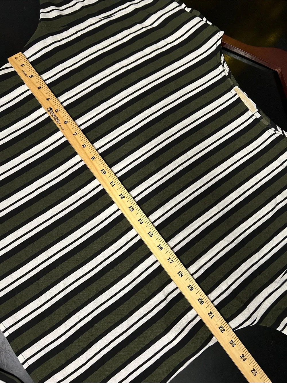 Michael Kors Olive Green Black and White Striped Tie-Front Short Sleeve Top